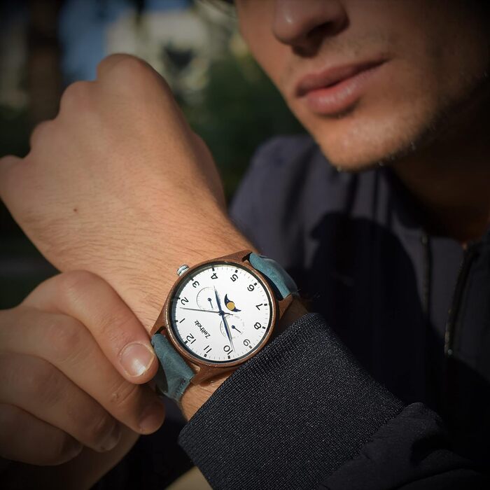 Годинник чоловічий Zeitholz Holzuhr з натурального дерева, 42 мм, кварцовий механізм, колекція Klitten, екологічний дизайн