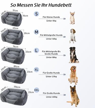 FURTIME Dog Bed for Medium and Large Dogs, Washable Fluffy Dog Basket, Non-Slip Dog Cushion, Anti-Anxiety, 76x61x23cm