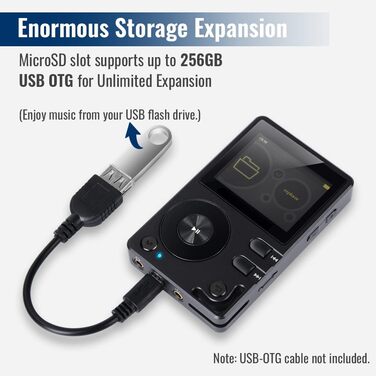 Портативний аудіо плеєр HiFi H2 з Bluetooth, DSD DAC, OTG, підтримкою до 256GB, без втрати якості, 32GB картки пам'яті