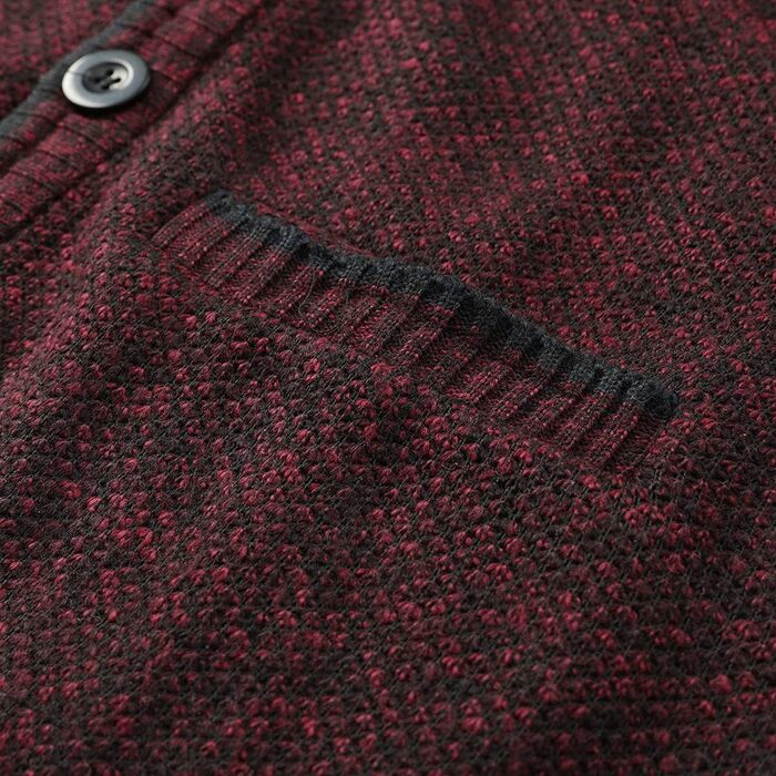 Чоловічий в'язаний кардиган Allthemen з V-подібним вирізом, з підкладкою, на кнопках, з грубої в'язки, теплий, перехідний, розмір 4XL, бордовий