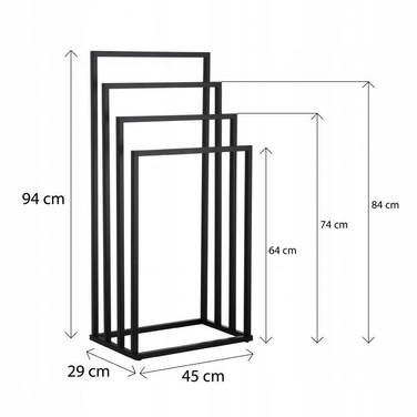 Підлоговий вішак-стійка для рушників у ванну кімнату, чорний, стиль лофт, YOKA