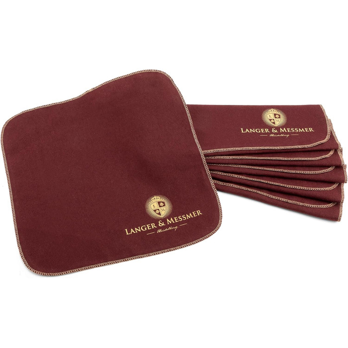 Langer & Messmer Polishing Cloths for Smooth Leather made from 100% Cotton in a Practical Set - The shoe cloth for professional shoe care ( | Beige) (Set of 6, Bordeaux)