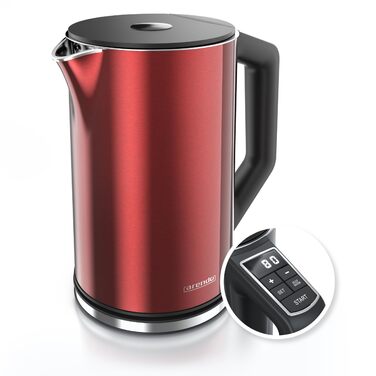 Електричний чайник Arendo з регулюванням температури 40-100°C, 1,5 л, 2200 Вт, модель ELEGANT, червоний