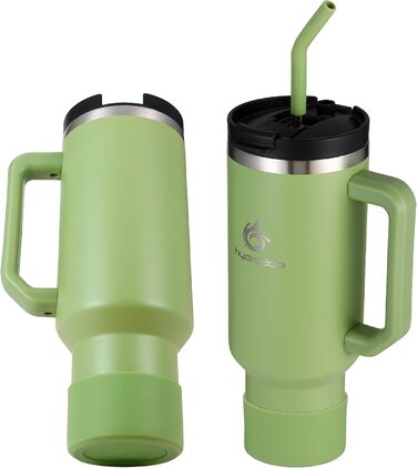 Термокружка Hydro2Go з трубочкою – BPA-free, придатна для миття в посудомийній машині, 10 год гаряче/12 год холодне, для приготування напоїв на винос (Green Tea, 1200 мл)