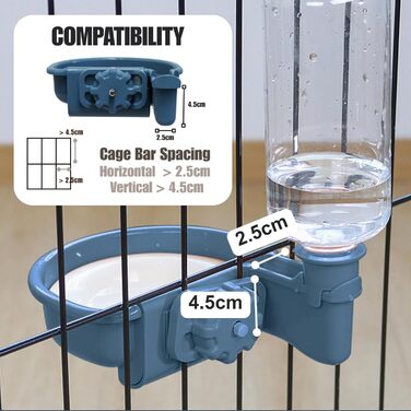 Автоматичний поїльник для собак у клітку, 480мл, антиперелив, фонтанчик для собак, котів та кроликів (Блакитний)