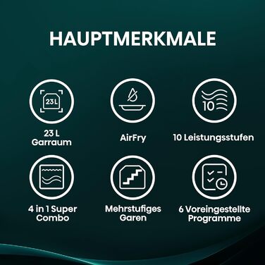 Мікрохвильова піч Hisense H23MOBS5HC 23 л, 900 Вт, AirFry, 4 в 1, чорна