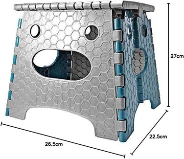 Складний стілець Stark – стілець-табурет, 120 кг, з ручкою, антиковзкий для кухні, ванної, саду та майстерні, компактний (сіро-блакитний), 27 см