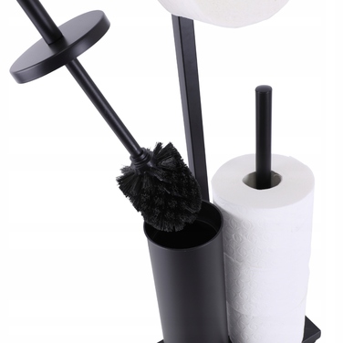 Підставка для туалетного паперу з тримачем та йоржиком для унітаза, чорна, стиль лофт, Yoka Home