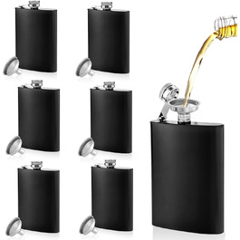 Набір фляг з нержавіючої сталі, рожевий, 8oz/240мл, 6 шт. з келихами для шотів, шкіряний чохол, для подорожей, вечірок, подарунків