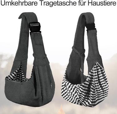 PetLoft Сумка-переноска для собак, реверсивна, регульована, Cross-Body Carrier для собак/котів/кроликів (темно-сірий)