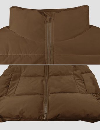 Жіноча тепла куртка-пуховик кроп-моделі з кишенями, чорна (XXL, Коричневий)