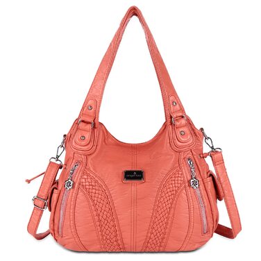 Сумка жіноча AngelKiss через плече, водонепроникна PU шкіра, коралова - багатофункціональна сумка-месенджер