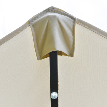 Outsunny Double Canopy Sun Umbrella with LED, 440 x 256 cm, Garden Umbrella with Hand Crank, Patio Umbrella in Cream White for Garden & Patio