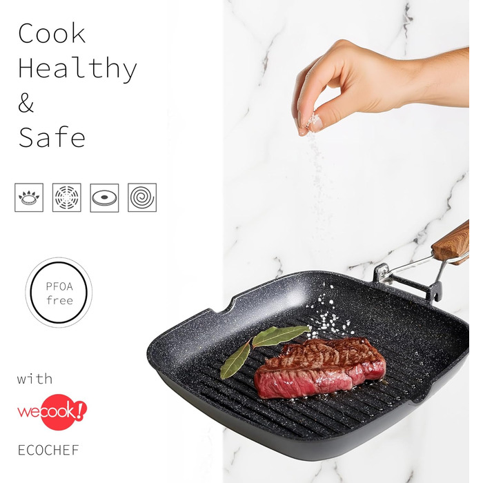 Сковорода-гриль Wecook! Ecochef 24x24 см, алюмінієва з антипригарним покриттям