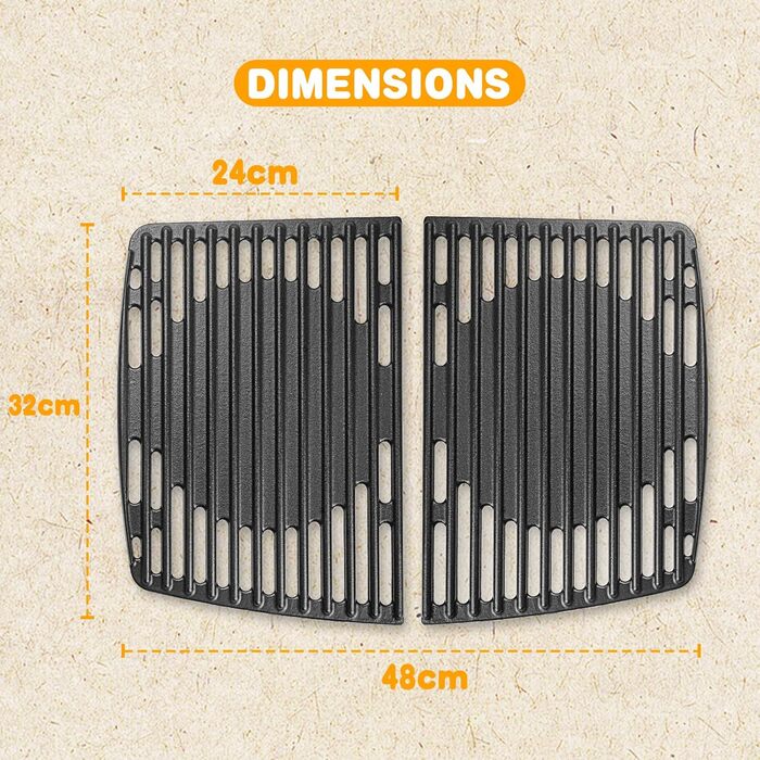 Решітка для гриля Weber Spirit 300 Series (44,5 x 30 см), чавун, сумісна з E310, E320, E330, SP310, Genesis Silver B/C, II 300