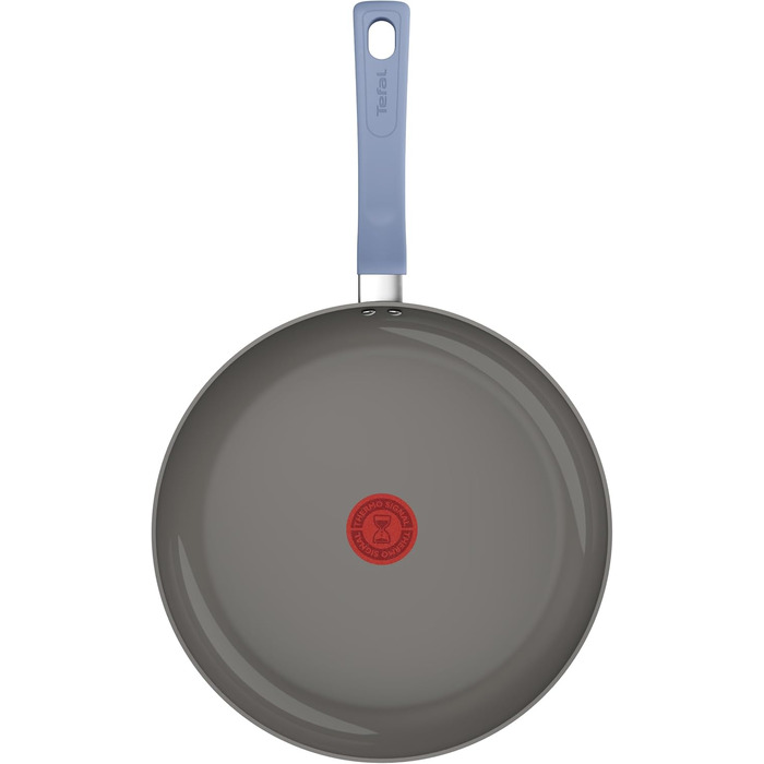 Набір посуду Tefal CERA BRIGHT ON 7 предметів: сковорідки 20/24/28 см, каструля 16 см, каструля 24 см + кришки. Керамічне антипригарне покриття, алюмінієвий корпус, індикатор нагріву Thermo-Signal, для всіх типів плит, бежевий (блакитний)