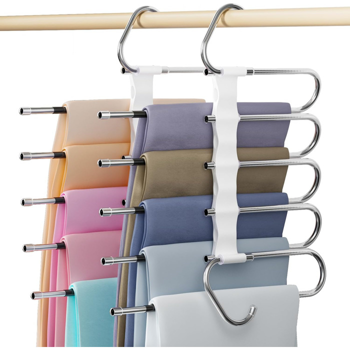 Фальшбугель для штанів DAMITA - 2 шт. (білий) - фальшбугель, органайзер для шафи, штани, джинси, спідниці, шарфи, для жінок та чоловіків