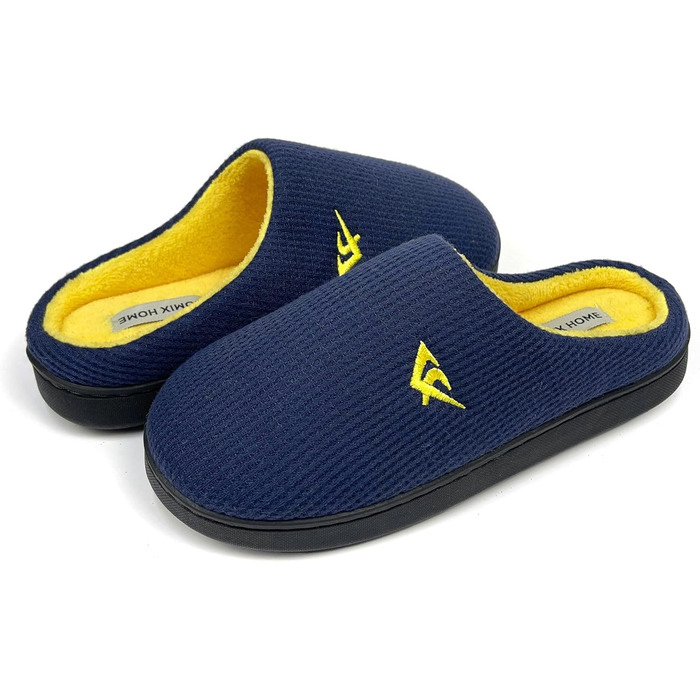 Тапочки халатні зимові JOMIX для чоловіків та жінок. Теплі, з піною пам'яті, зручні та неслизькі. Розмір 40 EU, колір: морський/жовтий