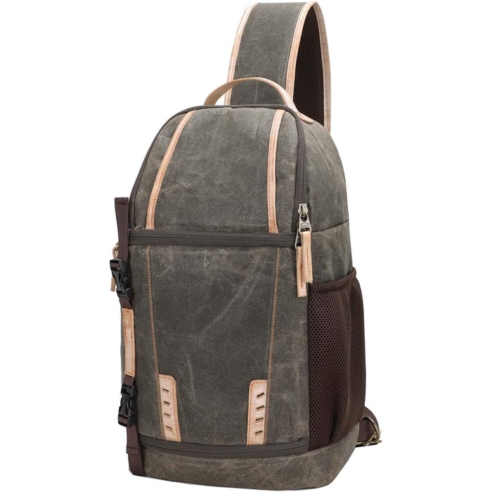 Сумка для камери Neuleben Sling Rucksack Vintage, водонепроникна, з канвасу, унісекс (зелена)