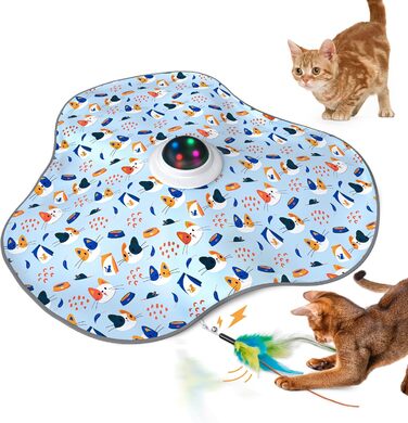 Interactive Cat Toy: 2-in-1 Hide-and-Seek Feathers Electric Cat Toy with Gong - Rechargeable Intelligence Toy for Active House Cats, Suitable for Cats of All Ages