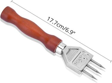 4X Ice Pick - Wood Chopper with Solid Wood Handle, Ice Crusher with Three 304 Stainless Steel Tips for Cocktail Barista