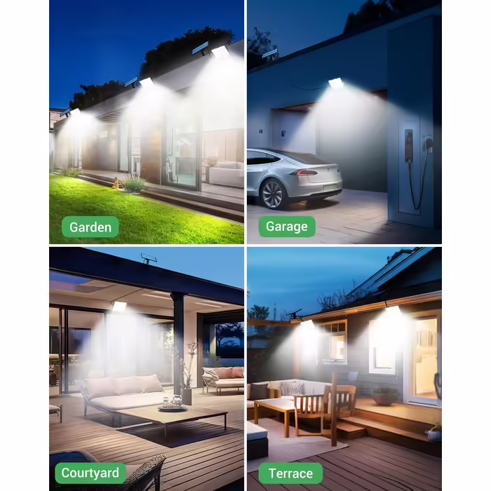 LOTMOS 2 Pack Solar Lights for Outdoor with Motion Sensor, 342 LED Outdoor Light Solar IP65 Waterproof Solar Spotlight 3 Modes with Remote Control, Solar Lamp Outdoor for Garden Garage Exterior (Cold White, 4 Pack)