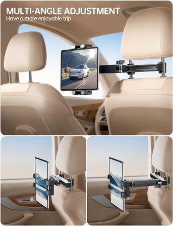 Універсальний тримач для планшета в авто Coolpow: кріплення на спинку сидіння, регульований, 360° обертання, сумісний з iPad, Samsung Tab, смартфоном (4.7-13 дюймів)