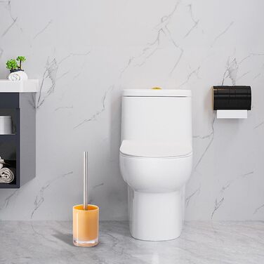 Acrylic Bathroom Accessories Set, Lotion/Soap Dispenser, Soap Dish, Toothbrush Holder, Tumbler, Toilet Brush and Holder, Modern Bathroom Decor and Housewarming Gift Set, Orange, 5-Piece
