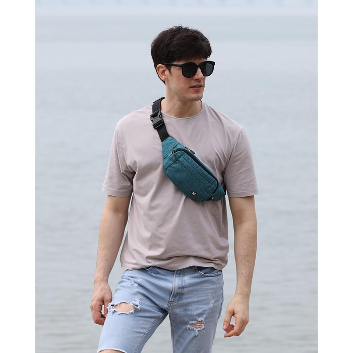 WATERFLY Поясна сумка на пояс для чоловіків та жінок: спортивна сумка на талію, Bum Bag, Hip Bag, Waist Fanny Pack з подовжуваним ремінцем для подорожей, піших прогулянок, дресирування собак, активного відпочинку на природі, блакитний колір