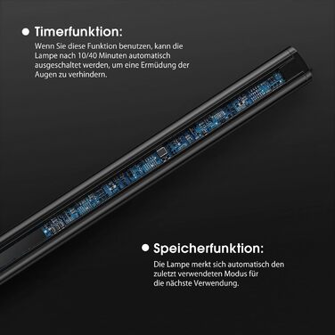 LED лампа настільна EYOCEAN з жестами та пультом, 24W, 80см, для офісу, читання, архітекторів, дизайнерів, чорна