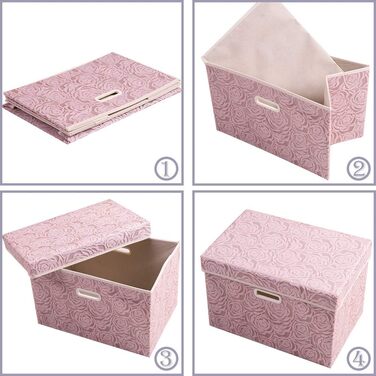 PRANDOM Large Foldable Storage Boxes with Lid [5-Pack] Fabric Decorative Storage Containers Cubes Organizer Baskets with Lid Handles for Bedroom Closet 43 x 30 x 30 cm