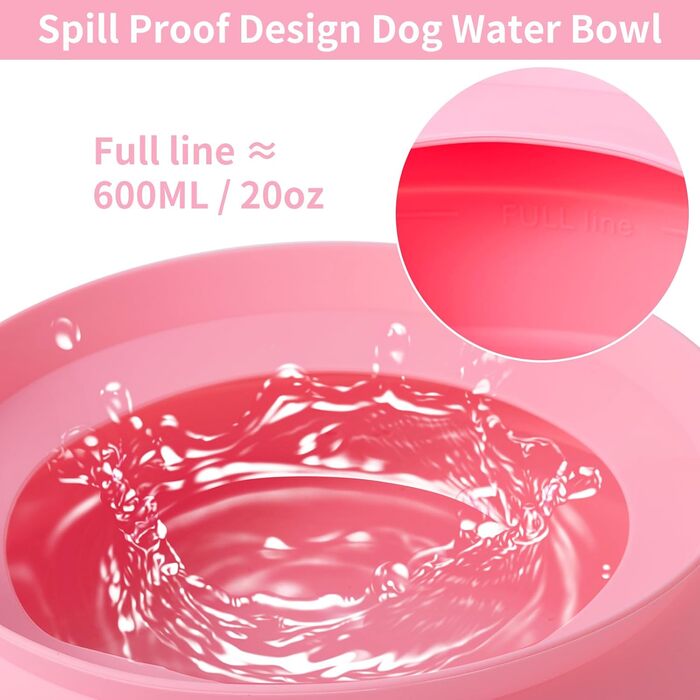 Складаний поїльник для собак SLSON, витокозахисний, рожевий, для подорожей на авто