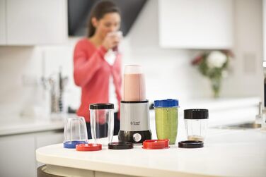 Russell Hobbs Mixer [Multi-function Stand Mixer] NutriBoost (includes 5 BPA-free and dishwasher-safe containers + lids, 22,000 RPM, 0.9 HP motor) electric, smoothie maker 23180-56 Single