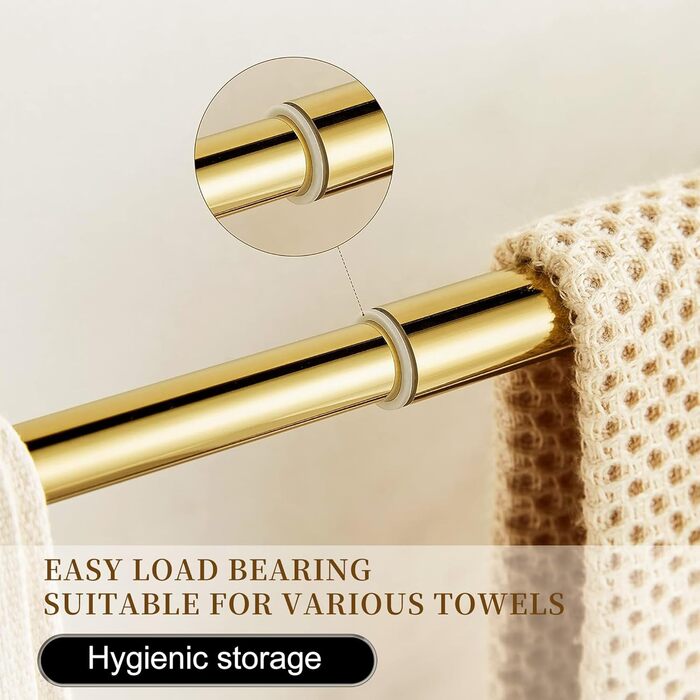 Golden Bathroom Toothbrush Holder, Gold Crystals, Bathroom Hardware (Towel Bar, Bright Gold)
