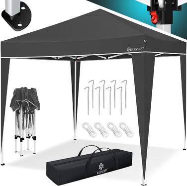 KESSER® Gazebo 3x3m | Includes Bag | Pop-Up Click System | Waterproof | UV Protection 50+ | Folding Gazebo | Garden Gazebo | Garden Tent | Party Tent | Metal Braces | Anthracite