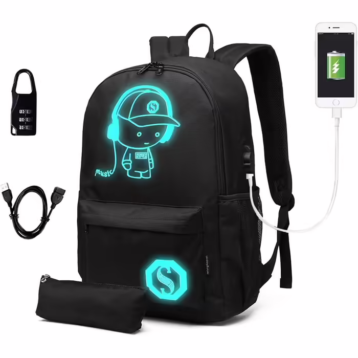 This backpack, school backpack, daypack, polyester, casual city backpack for university, outdoor, leisure, unisex (Black), E6879 BK, M