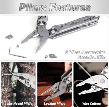 Мультитул з нержавіючої сталі 14-в-1, багатофункціональний інструмент, з ножем, лінійкою, пилкою, для кемпінгу, туризму, з чохлом, чорний