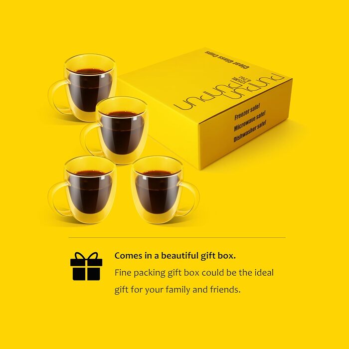 Набір склянок для кави та шнапсу 2 шт., подвійні ізольовані склянки, еспресо-набір, термостійкі, ізолюючі, прозорі склянки, 250 мл (8.5 унцій) / 380 мл (4 шт.)