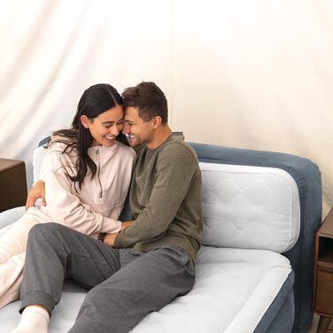 Надувна ліжко Intex Queen Dura-Beam з вбудованим електричним насосом та спинкою, сіра, розмір Single