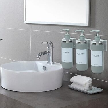 Набір дозаторів для душу GOYISEE, 3 шт. сірого кольору для мила та шампуню, аксесуари для ванної кімнати