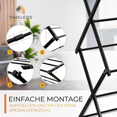 Складана сушилка для білизни - компактна, 6 ярусів, 11 стрижнів, чорна. Підходить для ванної, балкону, дверей та душу.