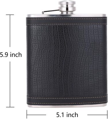 Фляга з імітацією крокодилячої шкіри, нержавіюча сталь, 510 мл, для віскі та лікеру, обгорнута PU-шкірою, TANEAXON