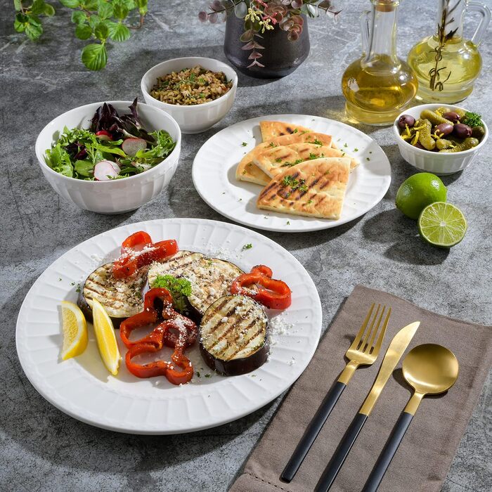Порцеляновий сервіз Gibson Home Zen Buffet на 8 осіб, білий (рельєфний), 40 предметів