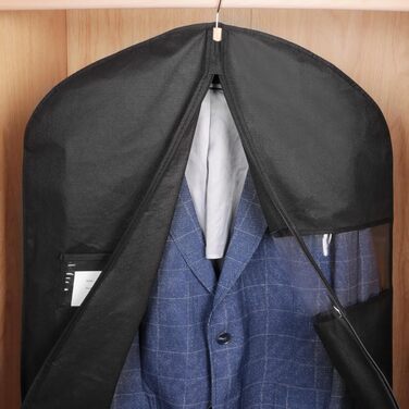 Набір з 10 чорних мішків для одягу KEEGH, 60x152 см, для зберігання костюмів, пальто, сорочок, захисна сумка з флісу