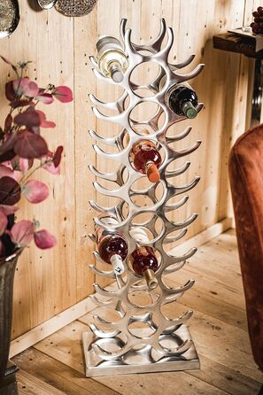 MichaelNoll Wine Rack Bottle Rack Bottle Aluminum Silver Luxury - Wine Rack, Modern Metal Shelf - Bottle Holder/Bottle Stand for Bottles of Prosecco, Wine and Champagne - 101 cm XXL