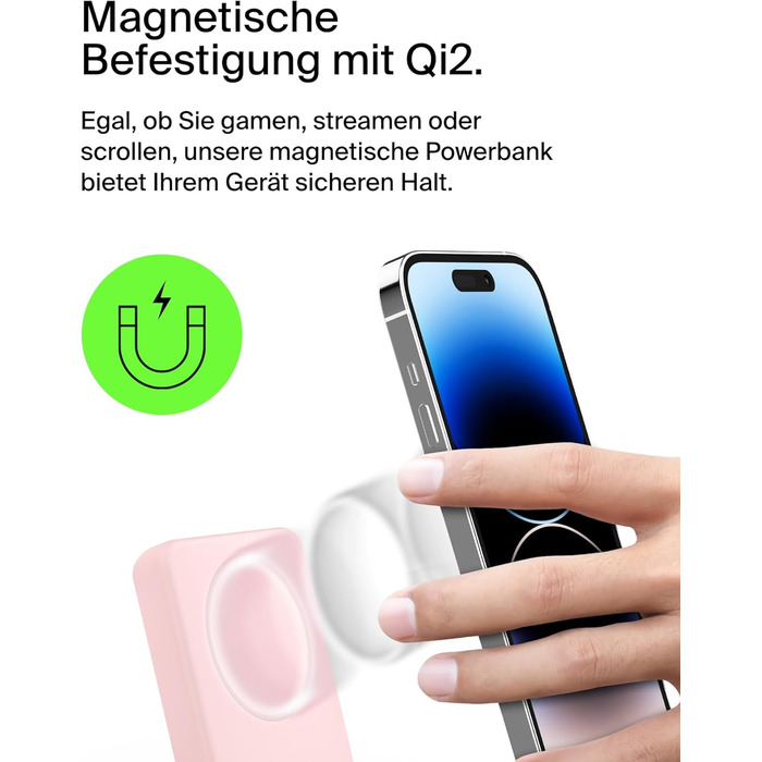 Powerbank Belkin BoostCharge Pro 10000mAh з Qi2 та MagSafe, рожевий, з інтегрованим підставкою, для iPhone 17, Air, 16, 15, 14, Pixel та інших