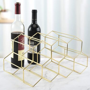 Metal Wine Rack, Freestanding Wine Bottle Holder, Table Wine Rack, Countertop Wine Bottle Holder, Wine Bottle Holder, for Bar, Wine Cellar, Living Room, Kitchen, Basement (Golden)
