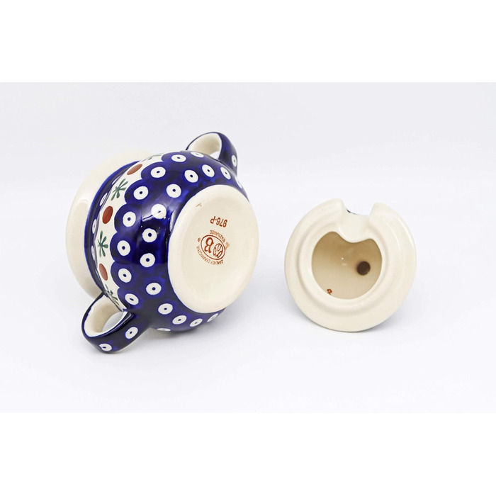 Unknown Original Bunzlau Porcelain 0.35 Liter Sugar Bowl Sugar Dispenser Sugar Container with Lid Ø14.6 cm H13.2 cm (41)