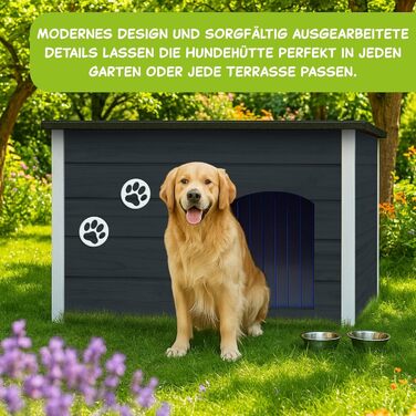 Будка для собак Outentin - XL, сіра, 76x60x60 см - тепла, ізольована, для вулиці