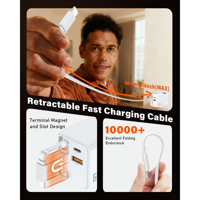 Зарядний пристрій GaN III 10-в-1 USB-C PD 140W/100W QC20W для ноутбука, MacBook, iPad, iPhone, Samsung Galaxy – білий